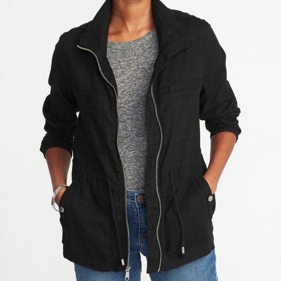 linen blend utility jacket